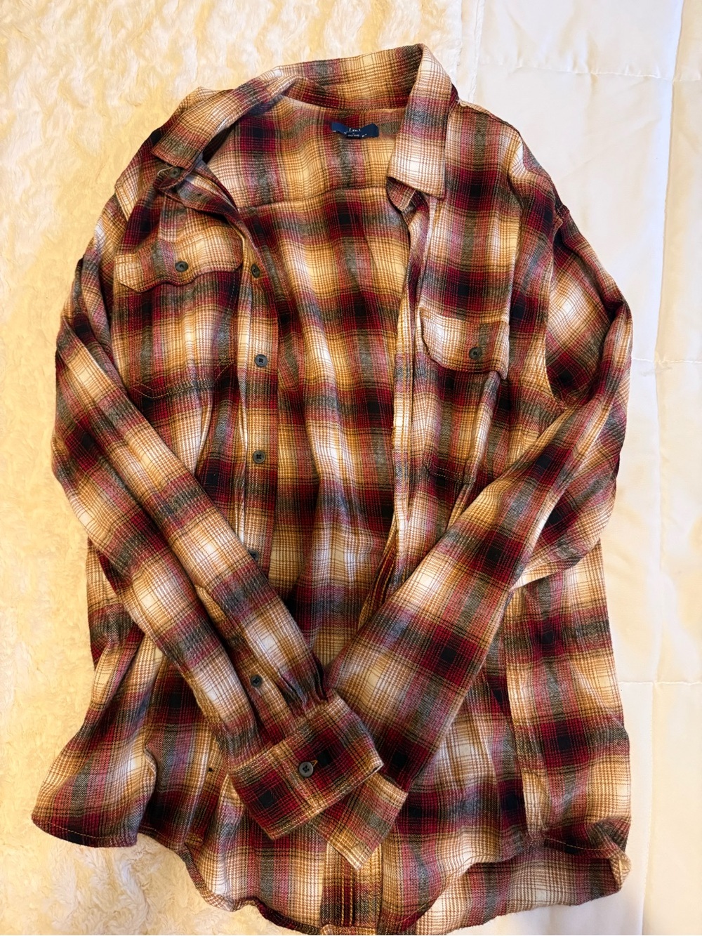 George Multicolor Plaid Button-Up Shirt in Rust, Olive & Cream